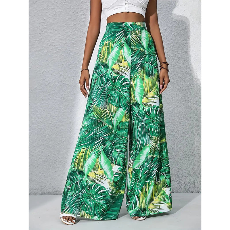 Women’s Printed High‑Waist Wide‑Leg Palazzo Pants