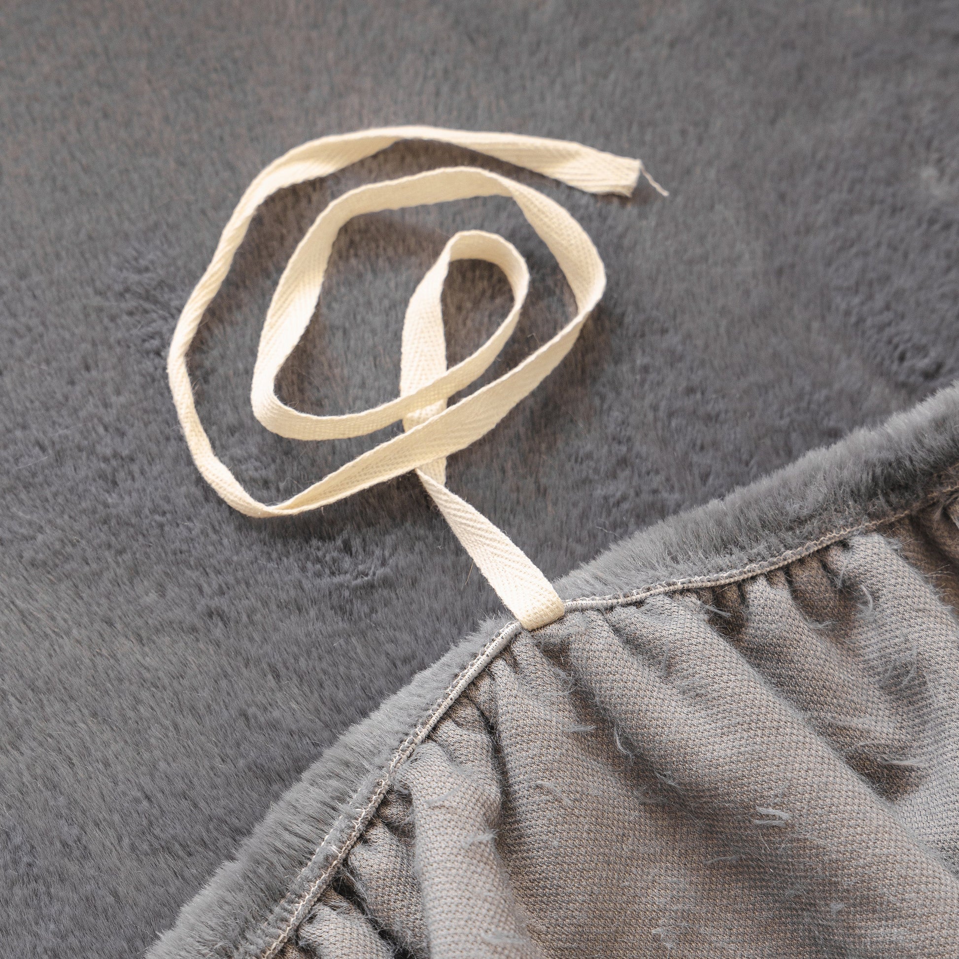 Soft Plush Warm Sofa Cover Stretchable Cozy Velvet Couch Protector for Fall & Winter with tie detail
