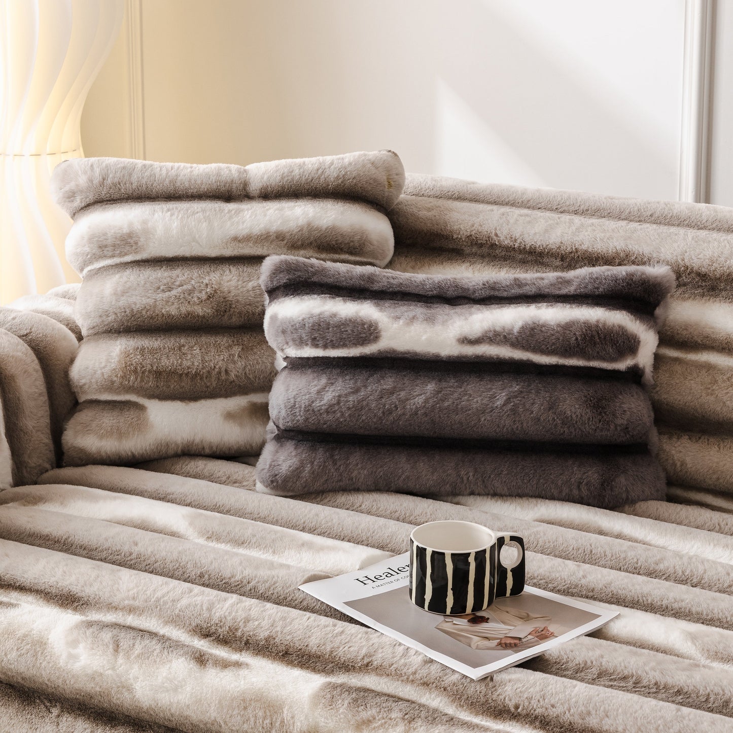 Ultra Soft Faux Fur Couch Cover – Large, Fluffy, and Elegant Sofa Throw Blanket enhancing living room decor
