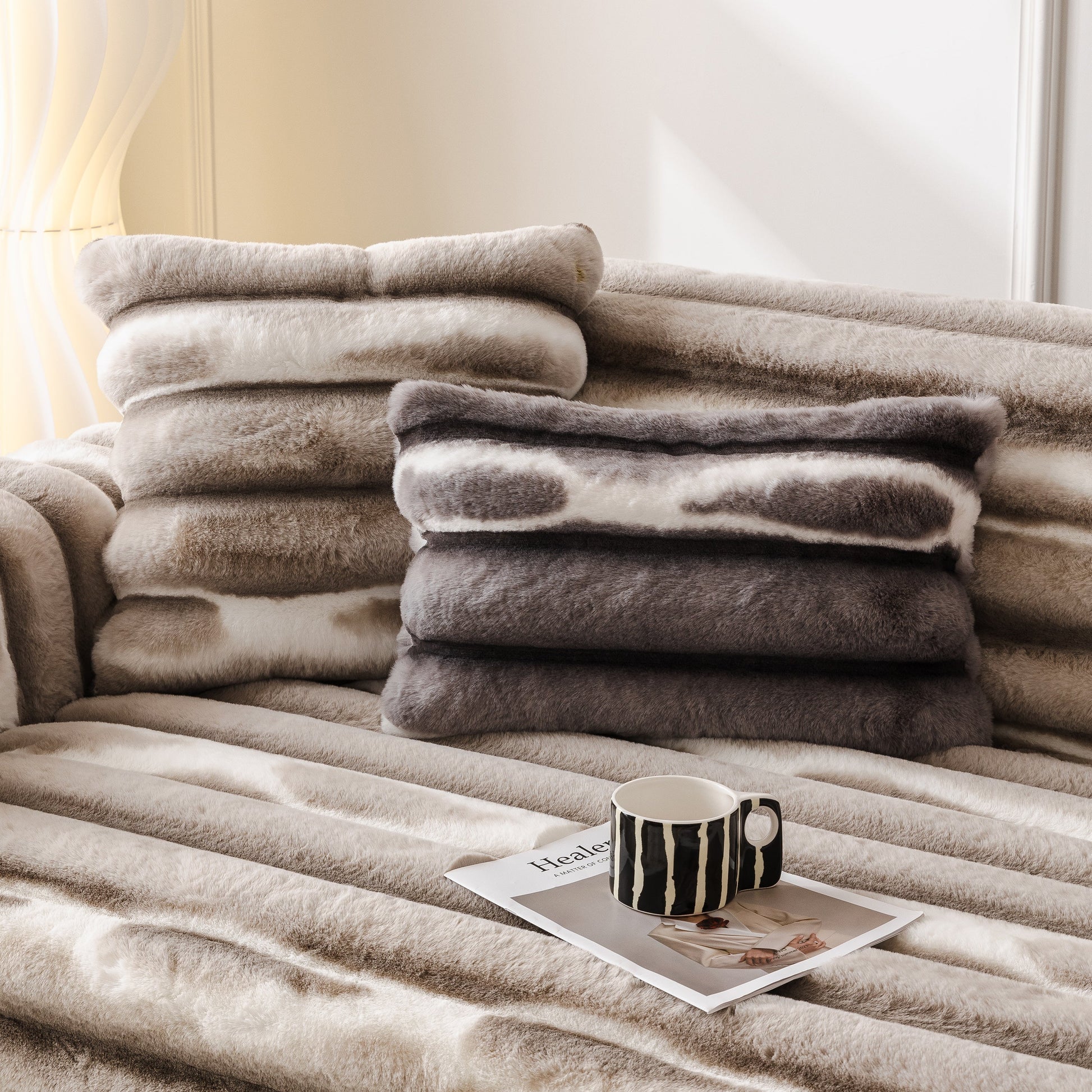 Ultra Soft Faux Fur Couch Cover – Large, Fluffy, and Elegant Sofa Throw Blanket enhancing living room decor