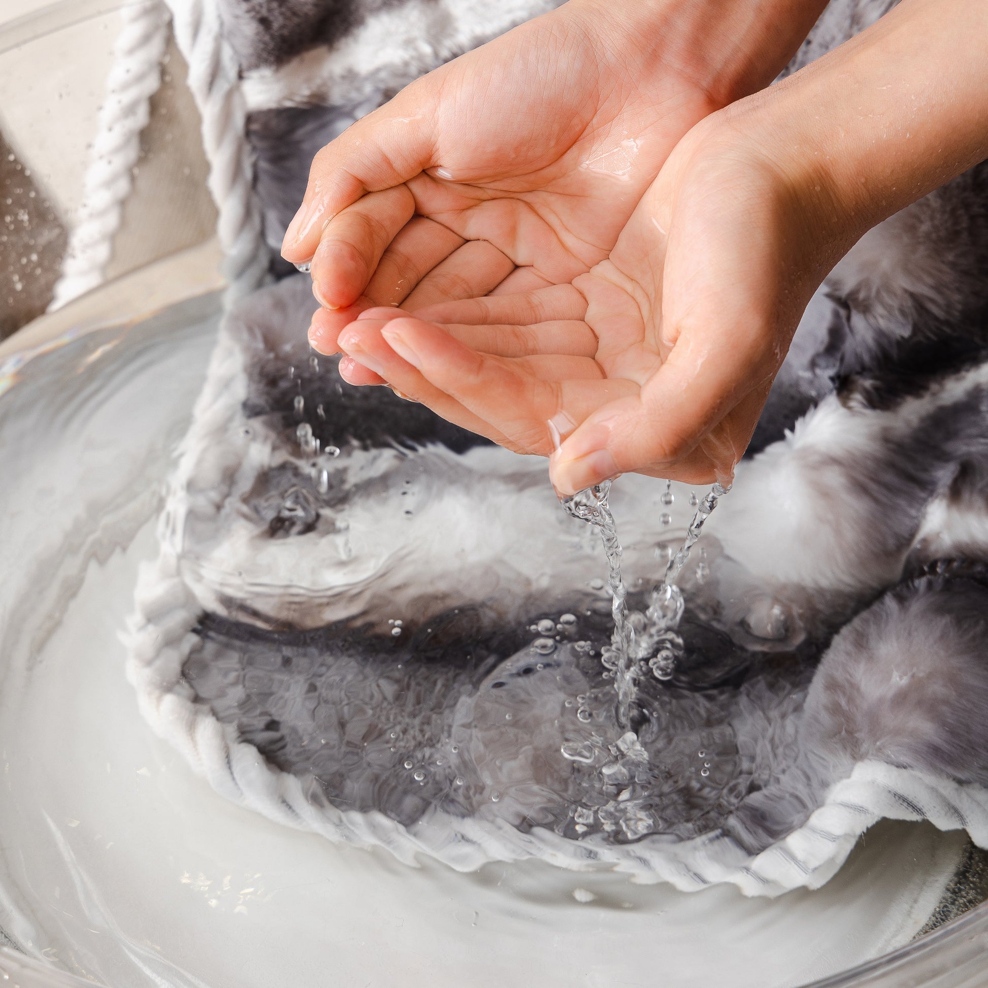 Washing Ultra Soft Faux Fur Couch Cover – Large, Fluffy, and Elegant Sofa Throw Blanket to demonstrate easy cleaning