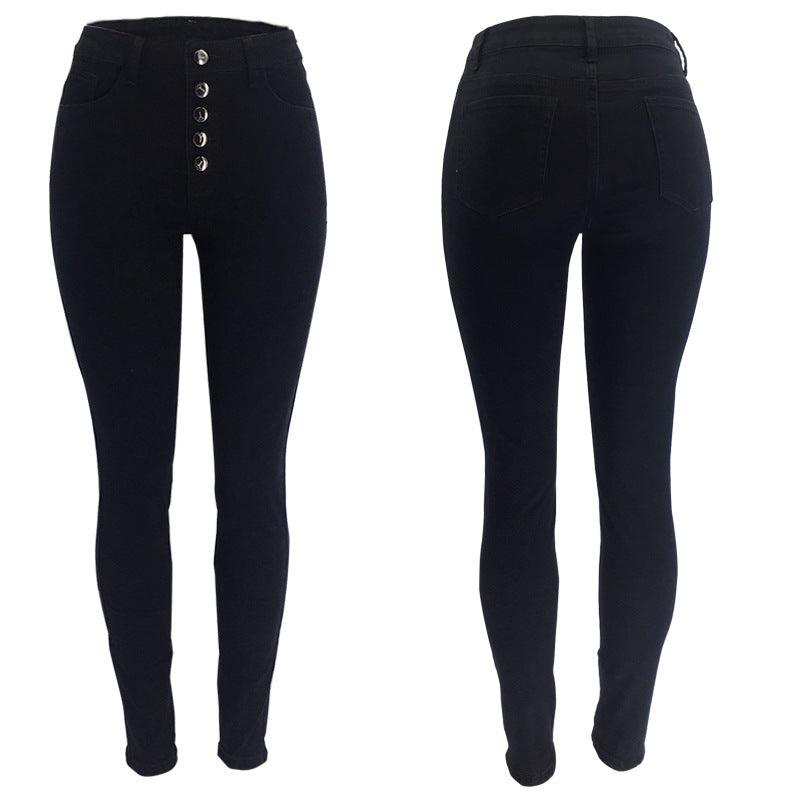 Cowgirl Chic High Waisted Skinny Jeans - Stylish and Comfortable Denim Jeans for Women, front and back view in black color.