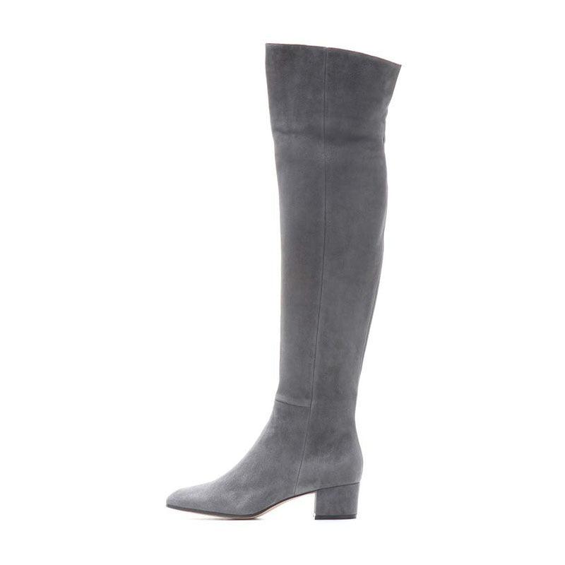 Desert Rose Suede Over the Knee Boots for Cowgirl Fashion - Comfortable & Stylish in gray