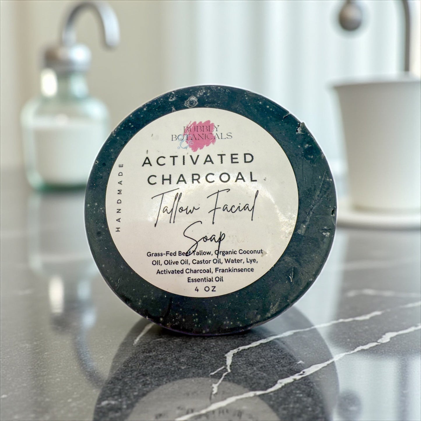 Handcrafted Tallow Soap - Charcoal Detox Facial Bar | Clear, Balanced Skin