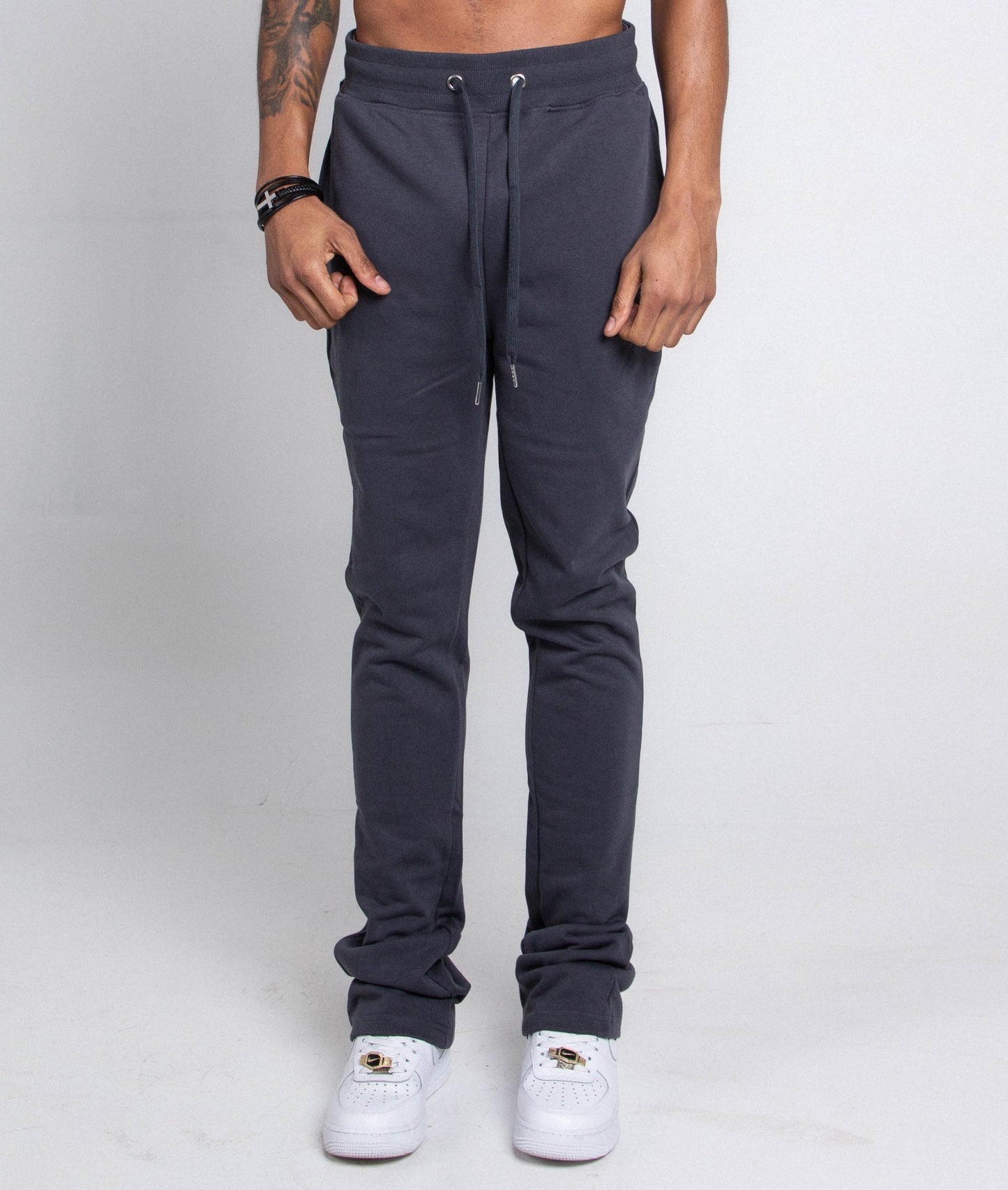 M5690-AJSKP MULTI-COLOR STACKED SWEATPANTS with elastic waistband, adjustable drawstrings, and pockets