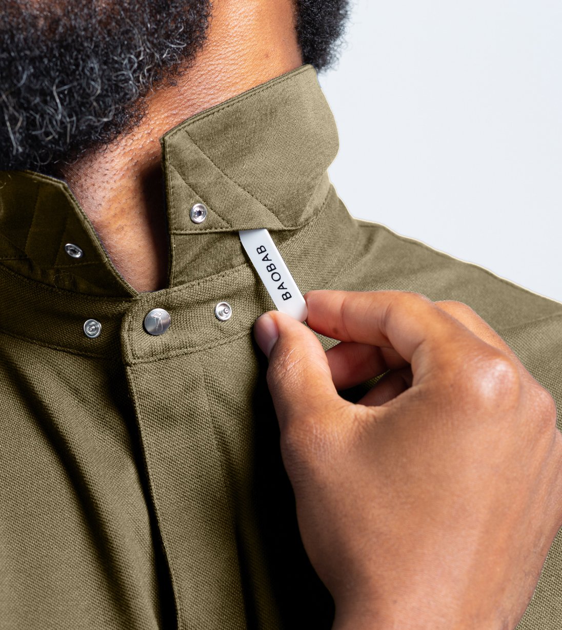 Short Sleeve Perfect Polo with StaySharp™ Collar and Baobab label detail shown.