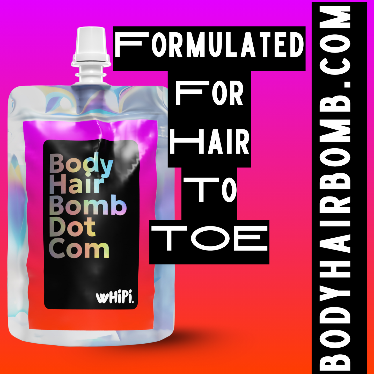 Body Hair Bomb Dot Com- Everything Cream packaging with plant-based ingredients for hair and body nourishment.