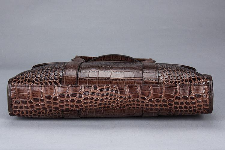 Exotic Croco Leather Laptop Bag - Luxury Genuine Cowhide for Stylish Women shown with crocodile texture