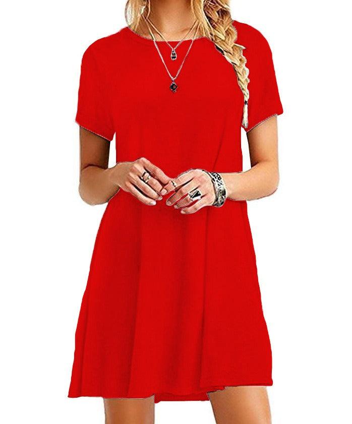 Cowgirl Chic Casual Short Sleeved Dress in red, Comfortable & Stylish Cowgirl Dress for a casual look