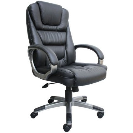 Ergonomic Black Faux Leather Executive Office Chair with lumbar support and pneumatic height adjustment