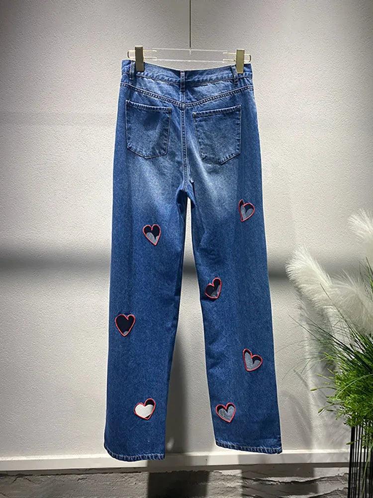 Heart Cutout Wide Leg Jeans | Romantic Wear for Women featuring heart-shaped cutouts on soft denim