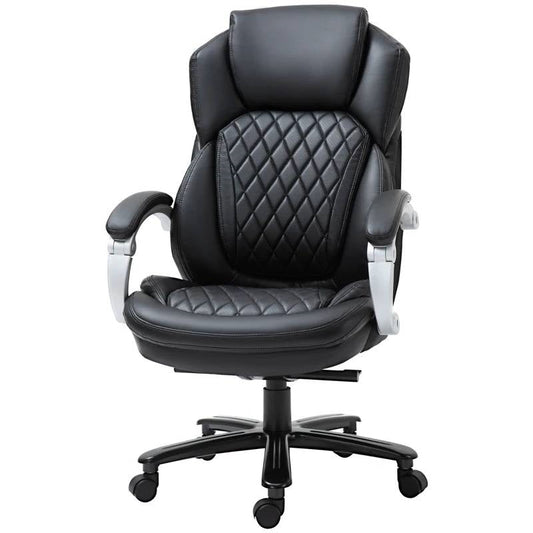 Black Big and Tall Diamond Stitching Executive Adjustable Height Office Chair with ergonomic design and swivel base for comfort.