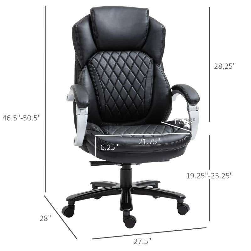 Black Big and Tall Diamond Stitching Executive Adjustable Height Office Chair with ergonomic design and adjustable features