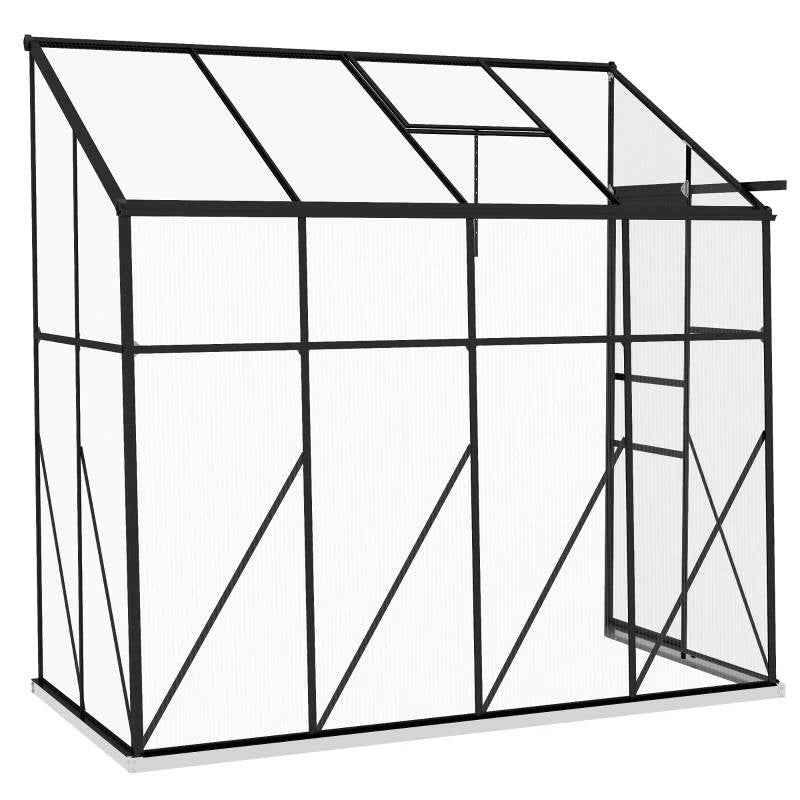 8.3 ft x 4.1 ft Outdoor Polycarbonate Lean-to Greenhouse with Black Metal Frame for plant protection