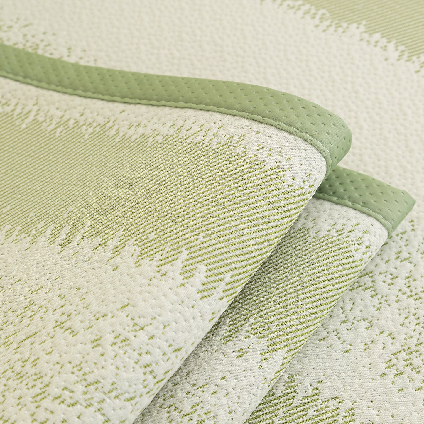 Close-up of a green and white Striped Non-Slip Cooling Couch Cover, Summer Couch Pads for Seat Back Armrest