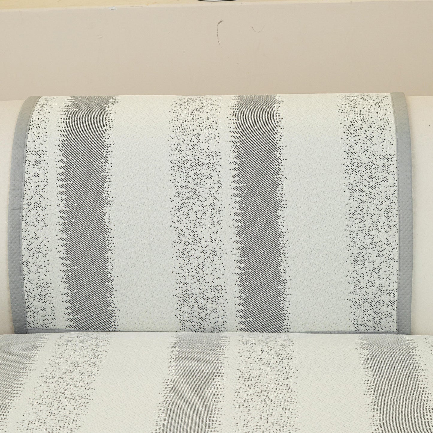 Striped Non-Slip Cooling Couch Cover, Summer Couch Pads for Seat Back Armrest shown on a sofa showcasing the gray striped design.