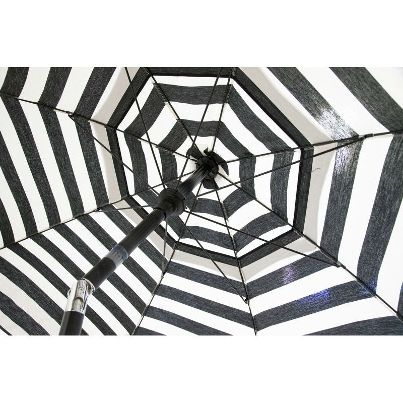 6 Foot Black White Stripe Drape Umbrella Manual Lift with Tilt interior view