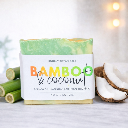 Handcrafted Tallow Soap - Bamboo & Coconut | Fresh Tropical Scent