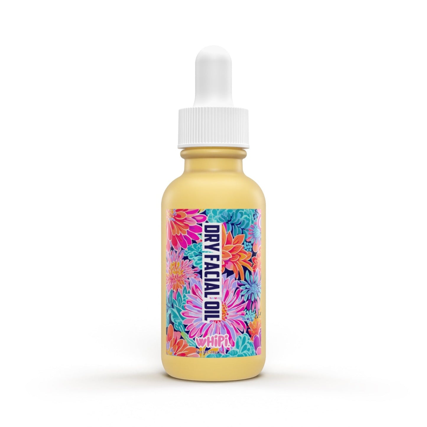 Beautiful Girl—Dry Facial Oil bottle with floral label design, lightweight moisturizer for glowing skin, deep hydration anti-aging formula.