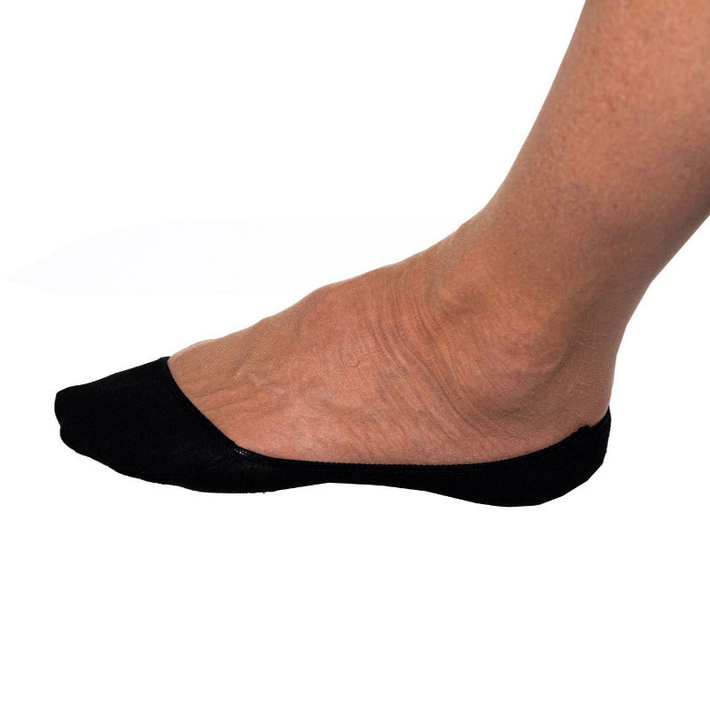 Invisocks (Multipacks) black no-show sock on foot with secure fit and invisible design for low-cut shoes.
