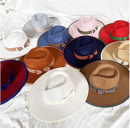 Collection of The Magnolia Bow Fedora hats in various colors, elegant woolen fedora hats for stylish cowgirls, luxury country fashion.