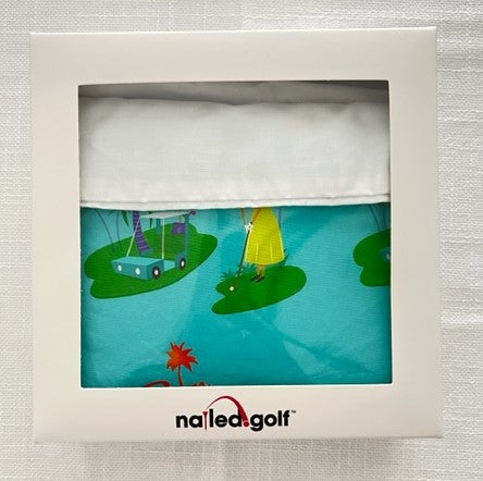Golf Shoe Dust Bags in gift-box with colorful golfing theme design, perfect for stylish shoe protection and storage.