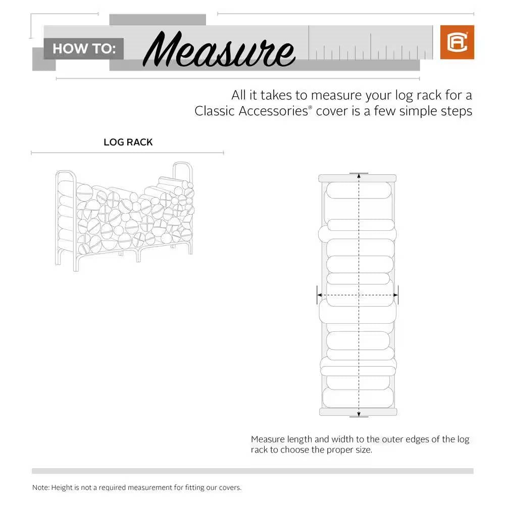 How to measure a log rack for a Black Firewood Rack Cover - Fits 4-ft. Log Racks by Classic Accessories.