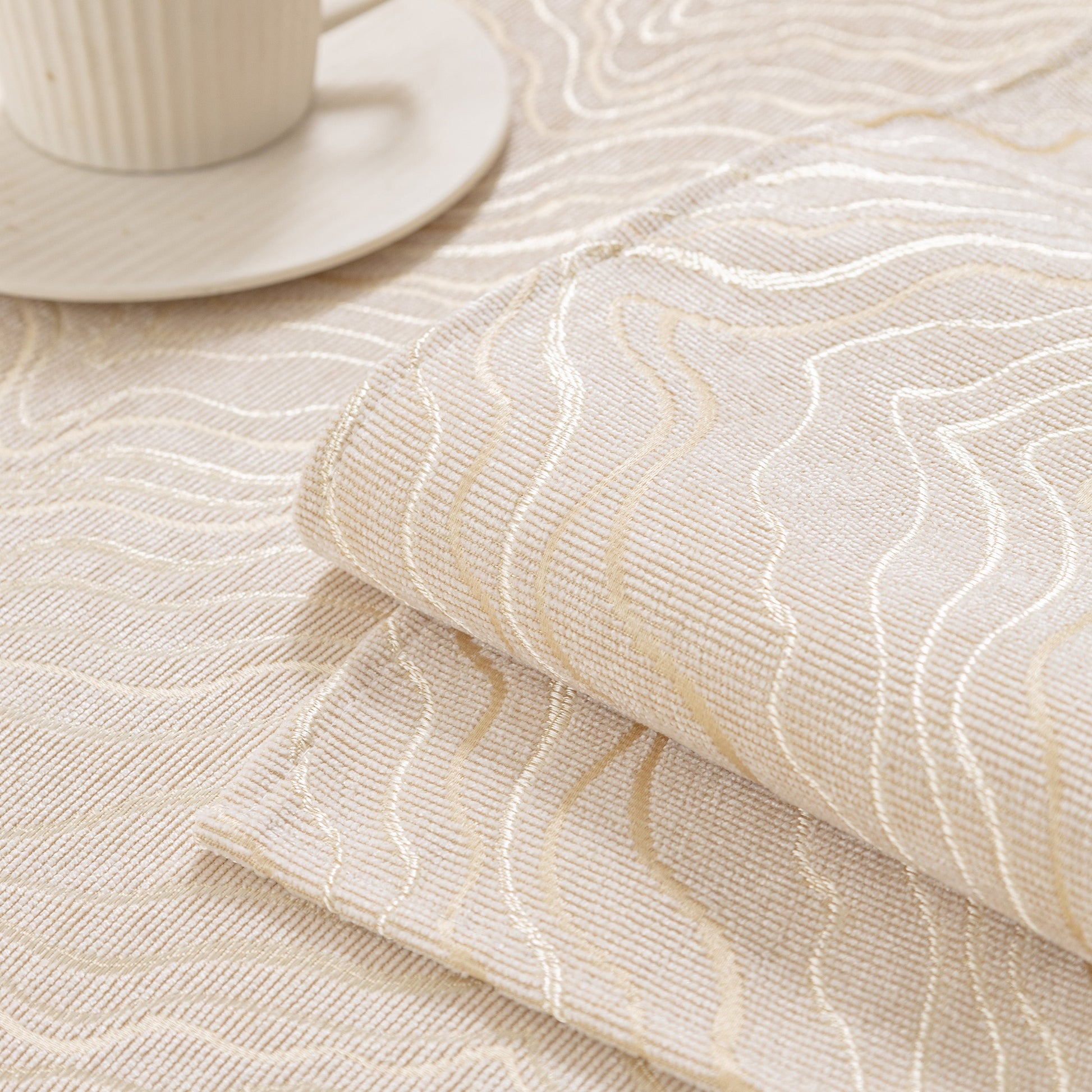 Modular Sofa Cover for Sectionals, Gold Striped Non-Slip Couch Protector with wave pattern texture showcasing texture detail.