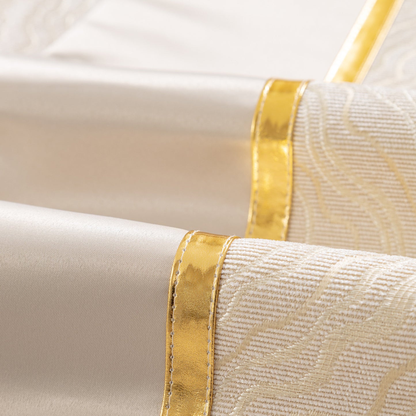 Close-up of Modular Sofa Cover for Sectionals, Gold Striped Non-Slip Couch Protector showcasing elegant gold detailing and textured pattern.