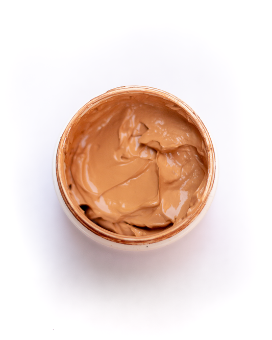 Custom Blend Foundation in a jar showcasing creamy texture by LAMIK Beauty