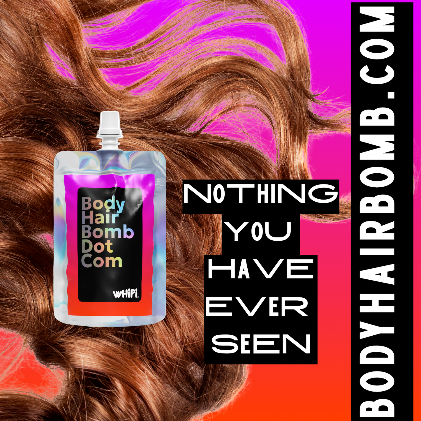 Body Hair Bomb Dot Com- Everything Cream nourishing cream for hair and skin with plant-based ingredients showcased in vibrant packaging