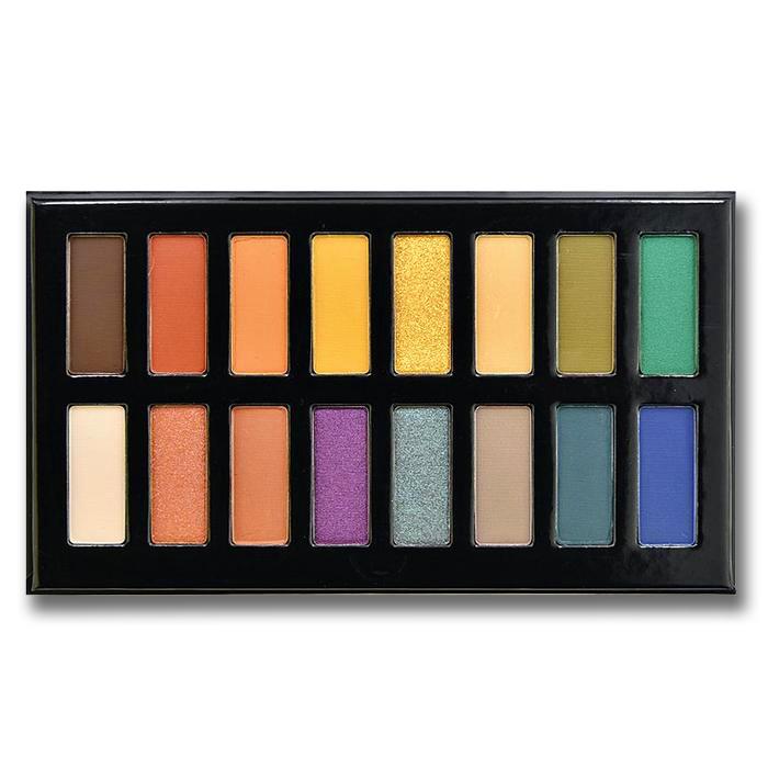 Chroma Eyeshadow Palette CL01 featuring 16 vibrant shades including jewel tones and neutrals, perfect for bold and subtle eye looks.
