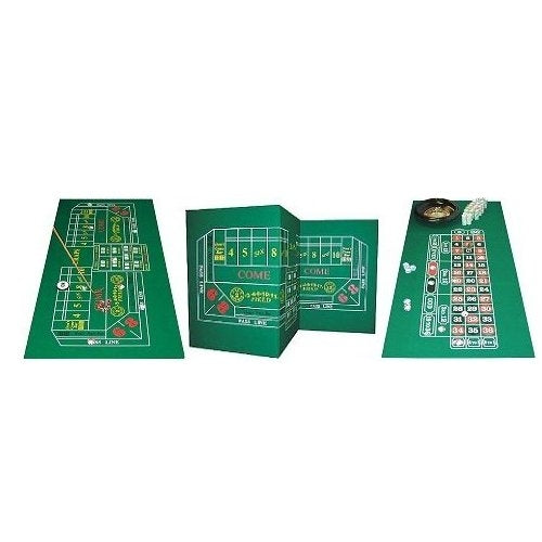 Roulette & Craps 2-Sided Casino Felt Layout, 36" x 72", showing craps and roulette design, accessories not included
