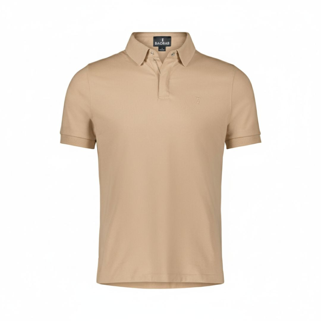 Beige Baobab Short Sleeve Perfect Polo with StaySharp™ Collar and modern fit