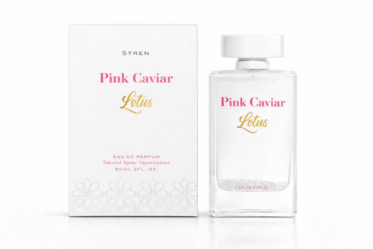 Syren - Pink Caviar Lotus fragrance bottle and packaging