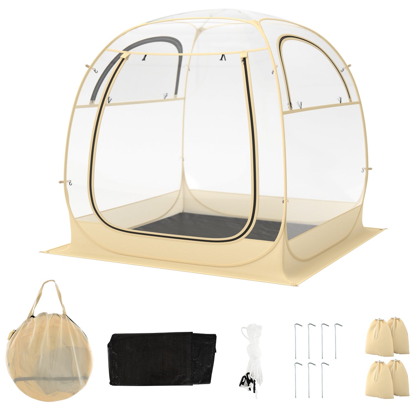 Instant Pop up Sports Tent with Carrying Bag and Floor Mat for 1-2/5-6 People-M includes compact carrying bag and accessories.
