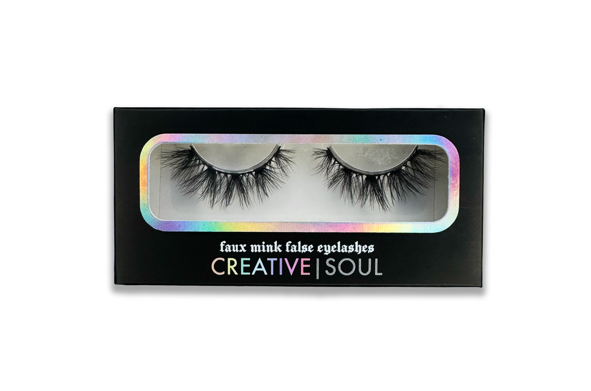 Coven fluffy faux mink false eyelashes in Creative Soul packaging, wispy and vegan, no animal products, cruelty-free