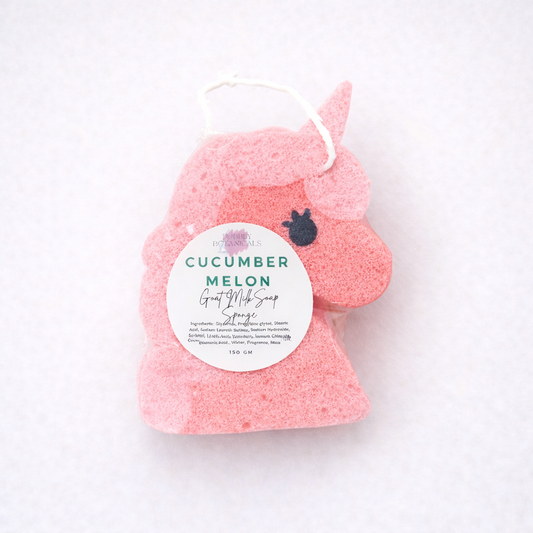 Goat Milk Soap Infused Sponge - Cucumber Melon Scent Unicorn - Lasts up to 6 weeks