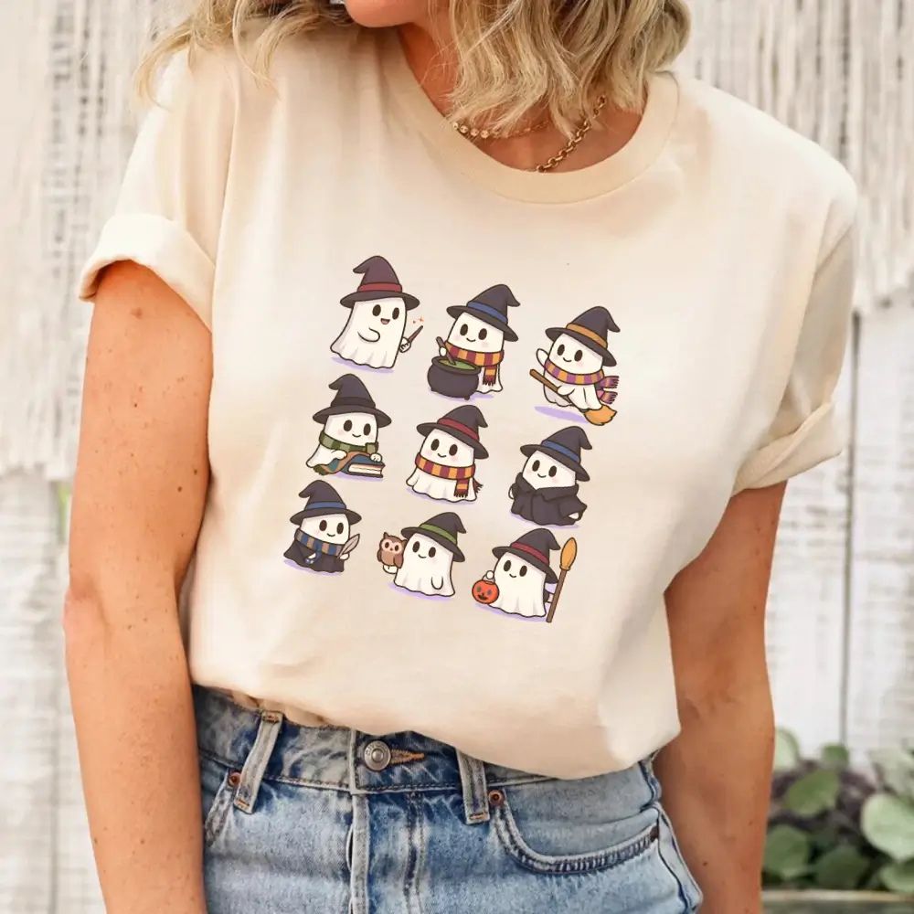 Cute Witch Ghosts Halloween Shirt – Kawaii Spooky Tee