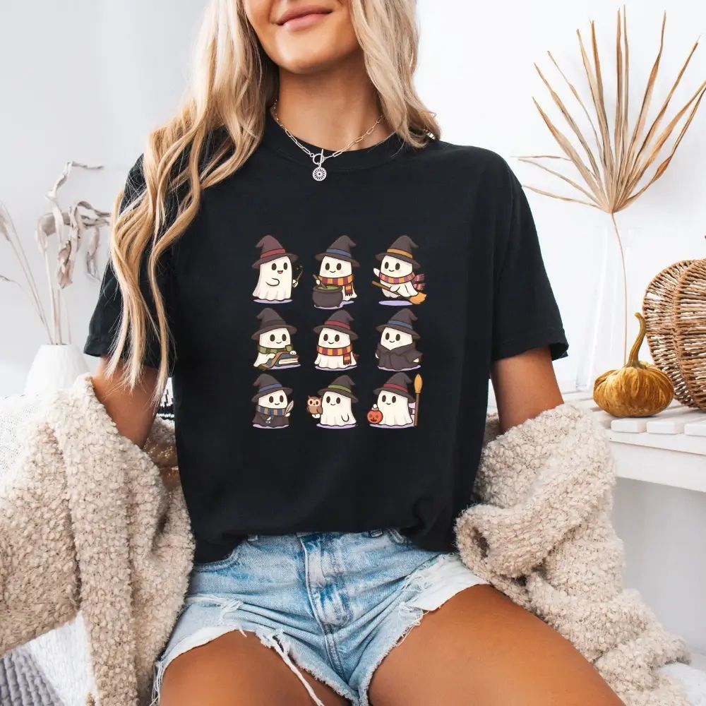 Cute Witch Ghosts Halloween Shirt – Kawaii Spooky Tee