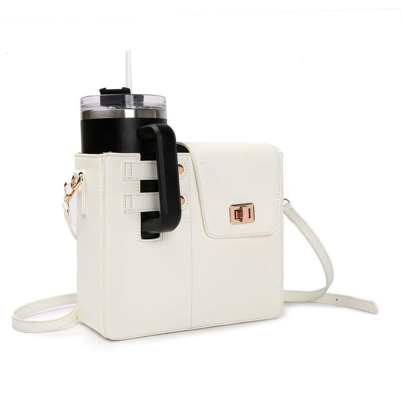VersaStyle Crossbody Handbags in white with drink holder, showcasing sleek design and versatility for any occasion.