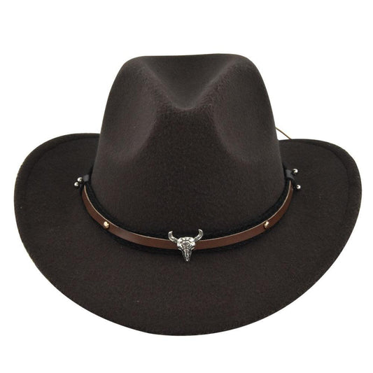 The Cleveland - Classic Bar Cowboy Hat - Wool Felt, Stylish & Durable with leather band and brass accents.