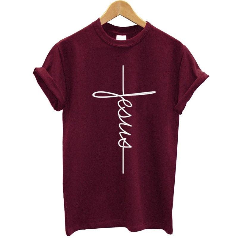 The Cross T-Shirt | Country Girl Faith Shirt for Spring & Summer with "Jesus" cross design