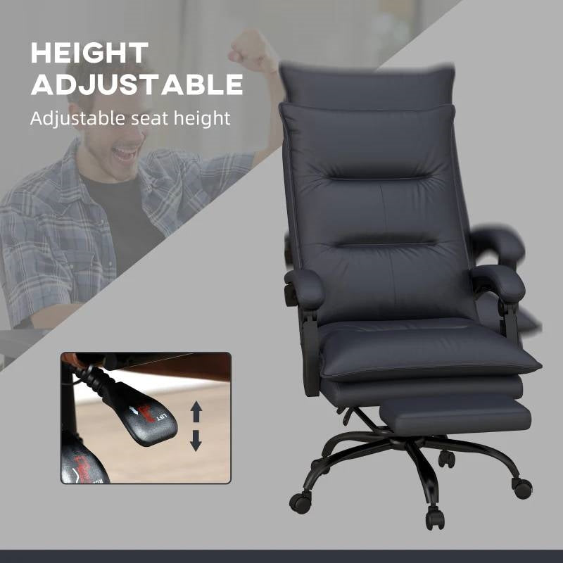 Double Padded Executive Massage Heated Office Chair Charcoal with adjustable height and remote control features.