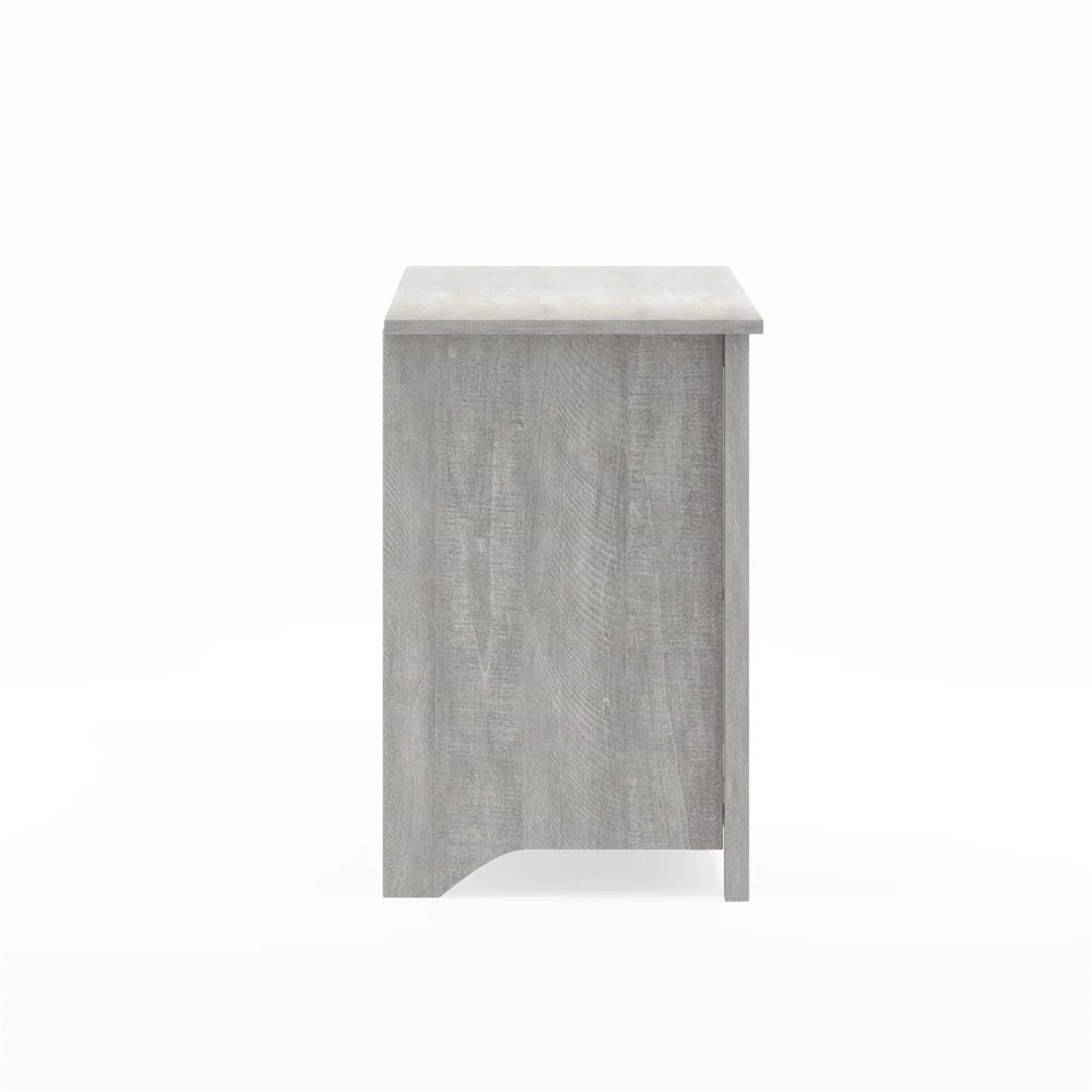 Side view of Farmhouse Style TV Stand in Light Grey Oak Wood Finish - for TVs up to 70-inch, showcasing wood texture.