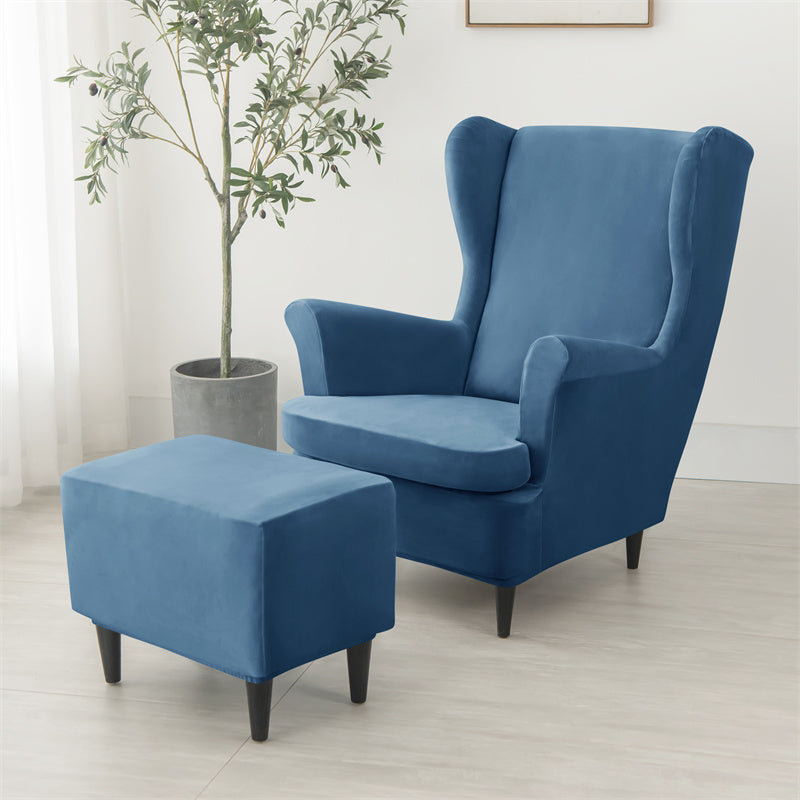Velvet Wing Chair Cover Stretch Spandex Wingback Chair Cover Elastic Armchair Cover Sofa Covers with Seat Cushion Cover