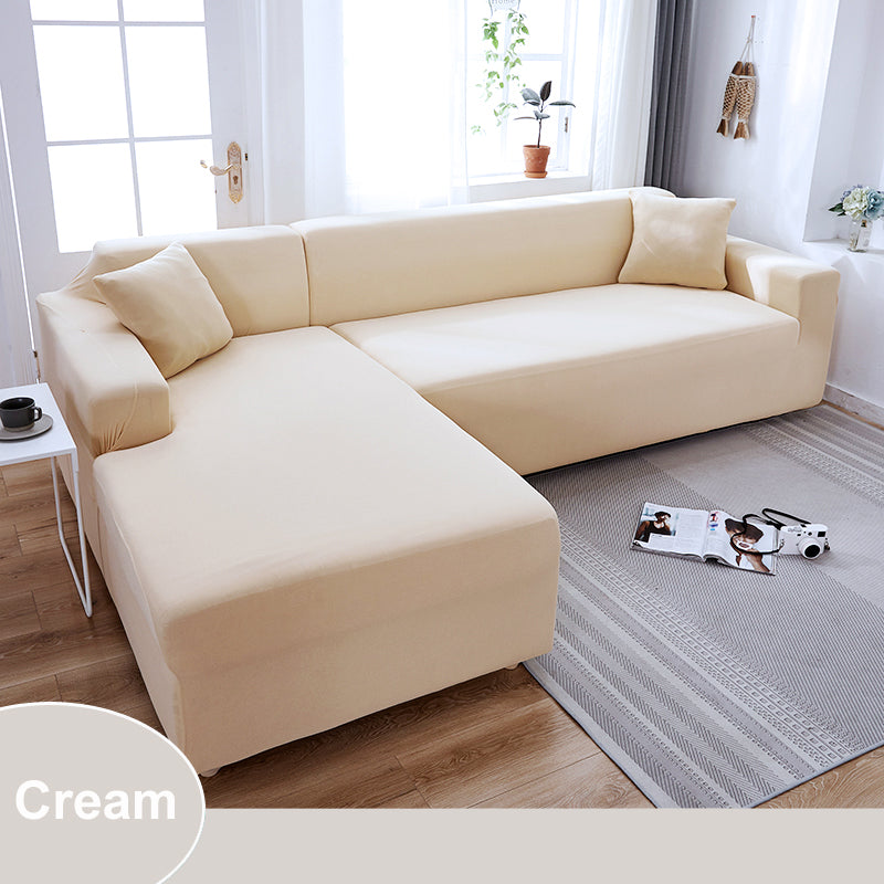 Waterproof Sofa Cover for Living Room - Elastic Solid L Shaped Corner Sofa Cover - Fits 1/2/3/4 Seater Sofa, Couch, Armchair