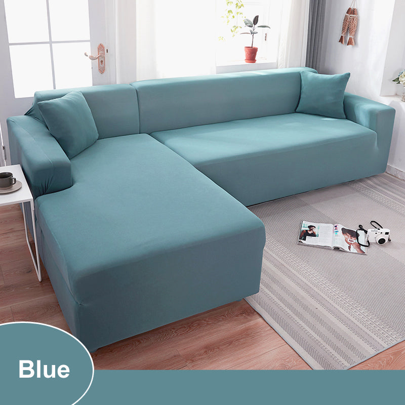 Waterproof Sofa Cover for Living Room - Elastic Solid L Shaped Corner Sofa Cover - Fits 1/2/3/4 Seater Sofa, Couch, Armchair