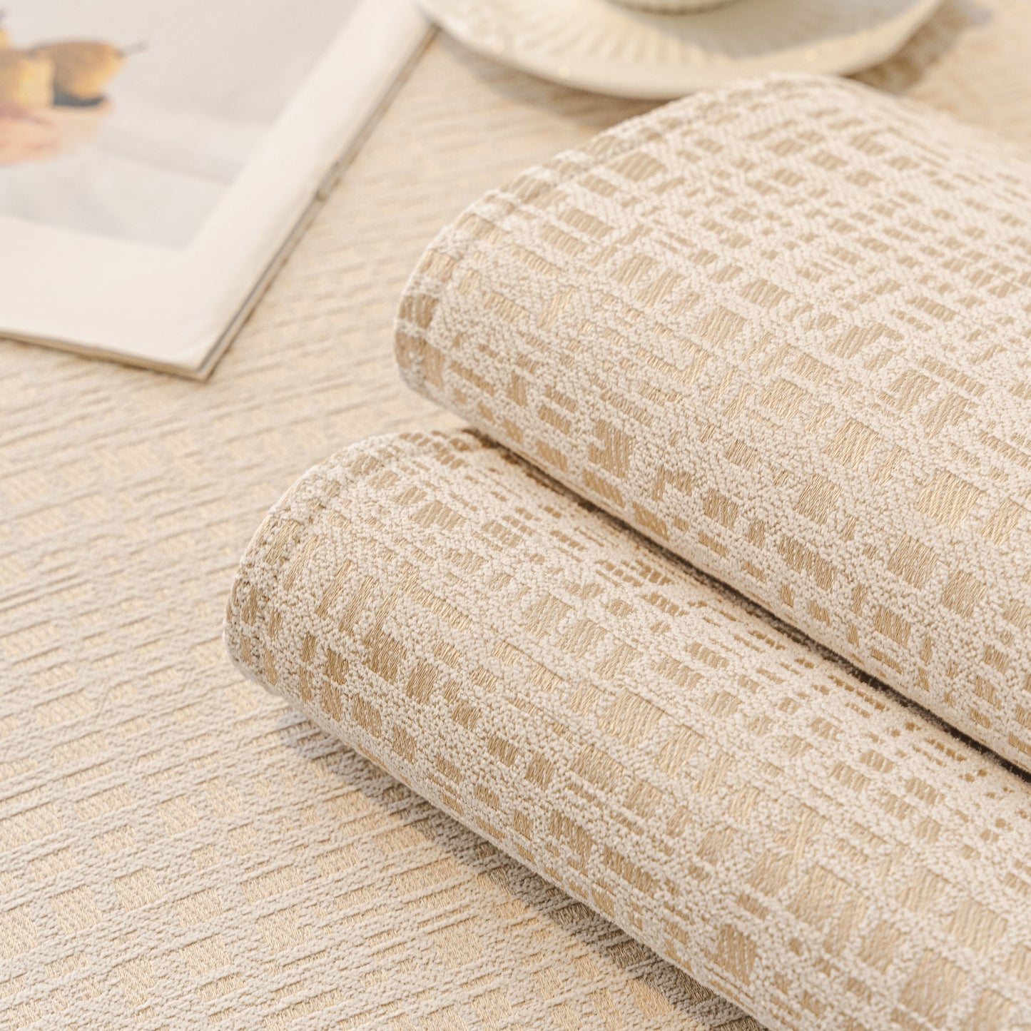 Modern Non-Slip Couch Slipcover, Soft, Durable & Washable Furniture Protector with chenille texture and gold marble-style trim