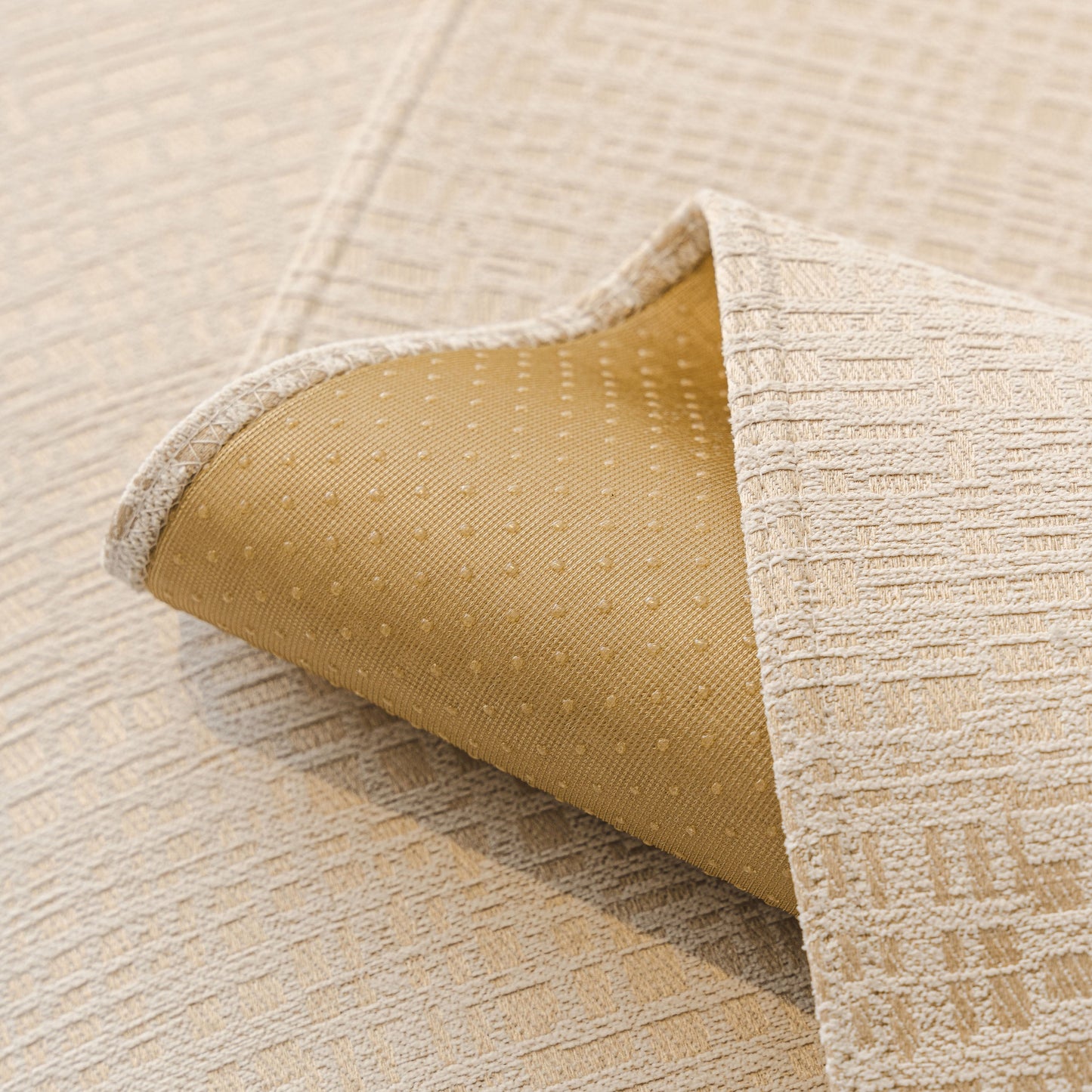 Modern Non-Slip Couch Slipcover, Soft, Durable & Washable Furniture Protector with gold marble-style trim detail.